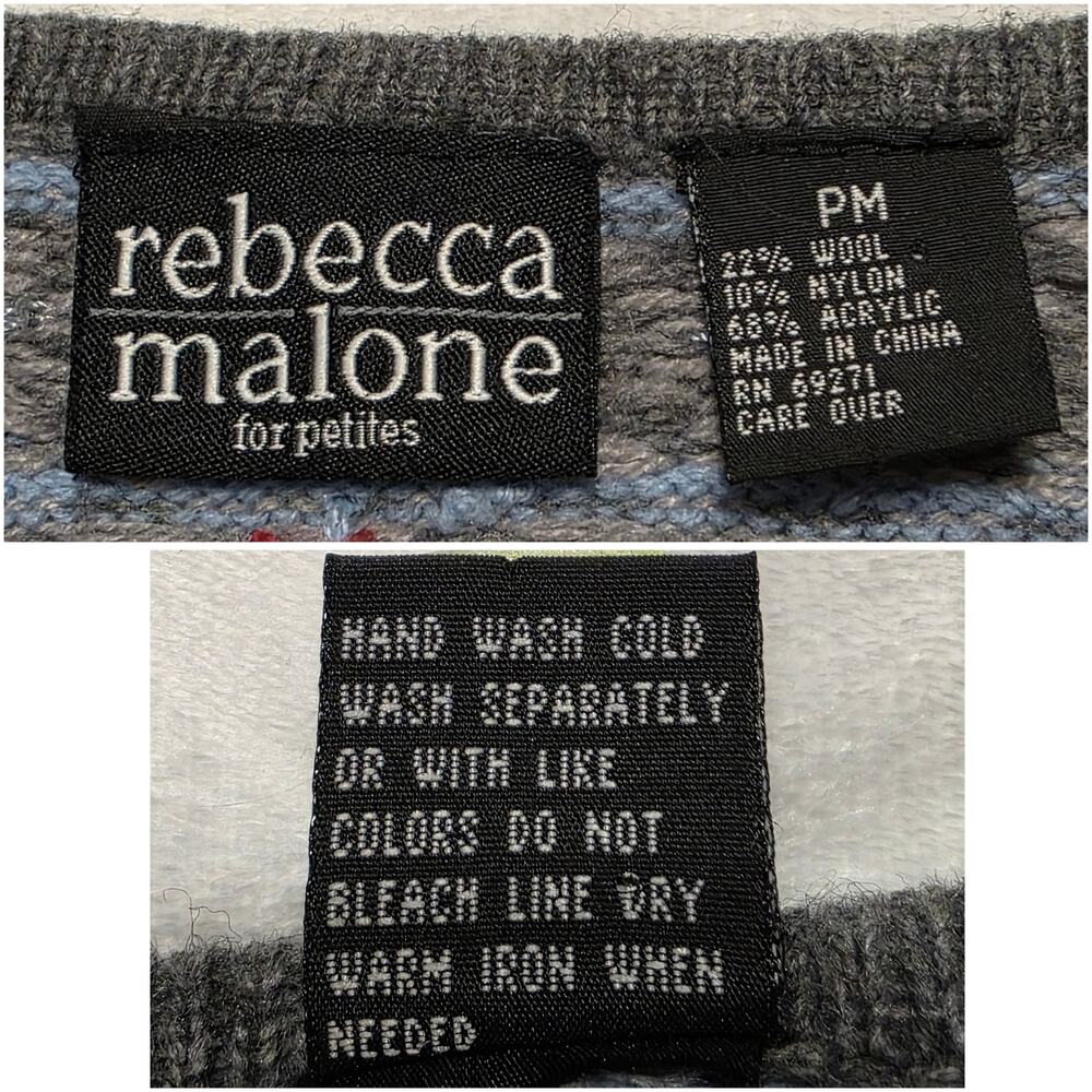 Vintage Rebecca Malone Floral Grannycore Cabincore Wool Blend Cardigan Medium PT - Picture 2 of 6
